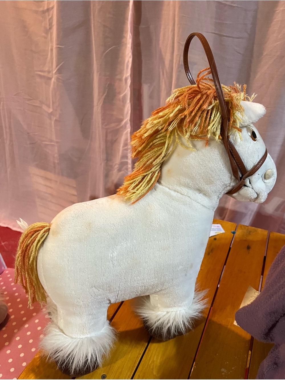 Vintage Cabbage Patch Kid show pony with Orange-Yellow Yarn Mane